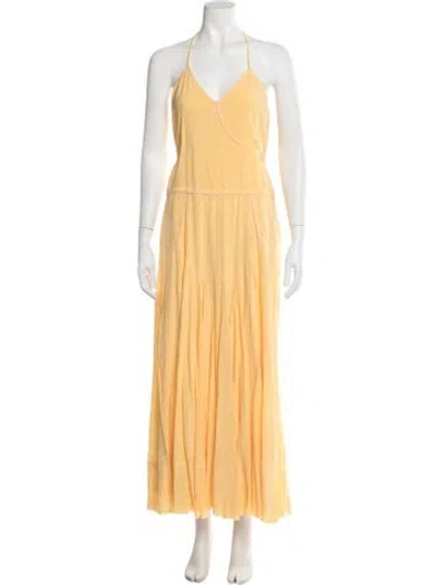 Pre-owned Sportmax V-neck Long Dress W/ Tags In Yellow