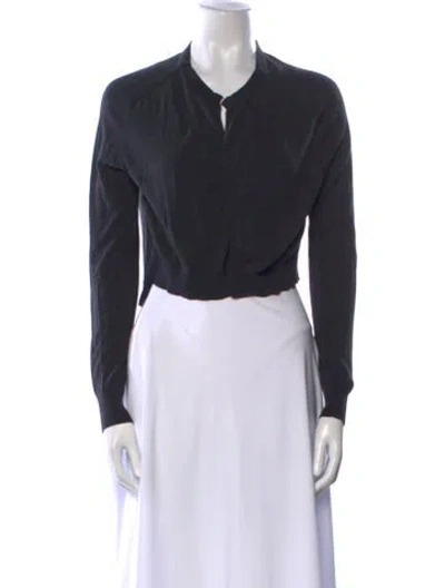 Pre-owned Sportmax V-neck Long Sleeve Crop Top In Black