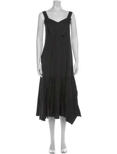 Pre-owned Sportmax V-neck Midi Length Dress In Black