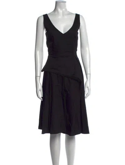 Pre-owned Sportmax V-neck Midi Length Dress In Black/purple