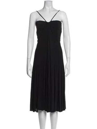 Pre-owned Sportmax V-neck Midi Length Dress In Black/purple