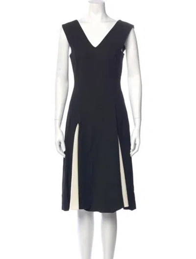 Pre-owned Sportmax V-neck Midi Length Dress In Blue