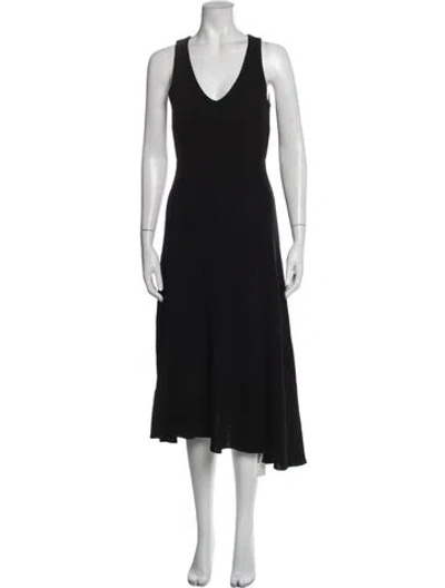 Pre-owned Sportmax V-neck Midi Length Dress In Blue