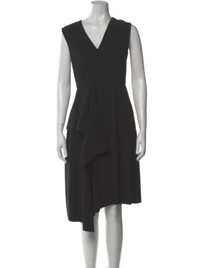 Pre-owned Sportmax V-neck Midi Length Dress In Gray
