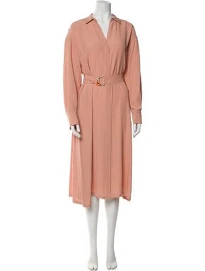 Pre-owned Sportmax V-neck Midi Length Dress In Pink