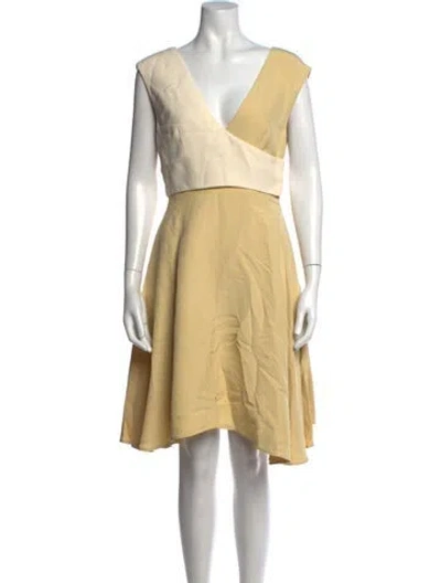 Pre-owned Sportmax V-neck Midi Length Dress W/ Tags In Neutrals