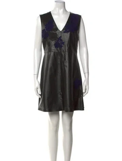 Pre-owned Sportmax V-neck Mini Dress In Black