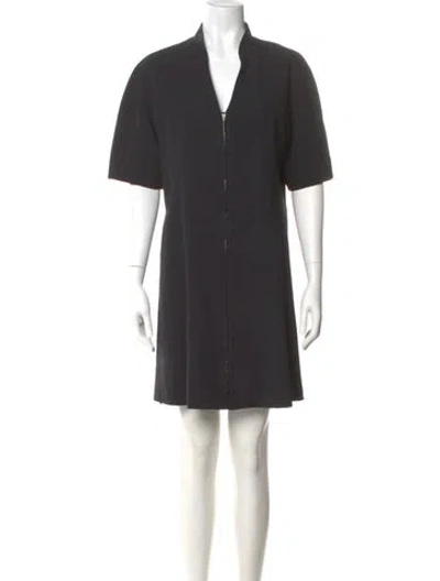Pre-owned Sportmax V-neck Mini Dress In Gray