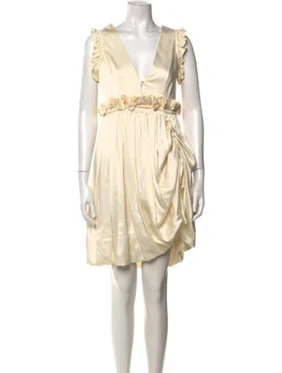 Pre-owned Sportmax V-neck Mini Dress In Neutrals