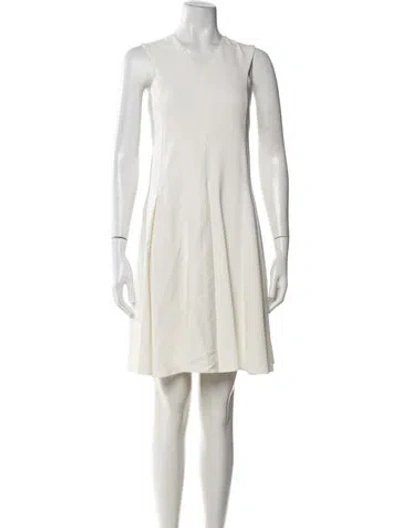 Pre-owned Sportmax V-neck Mini Dress In White