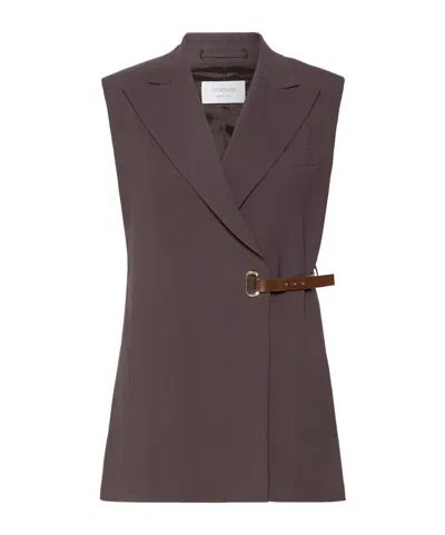 Sportmax V-neck Sleeveless Vest In Brown