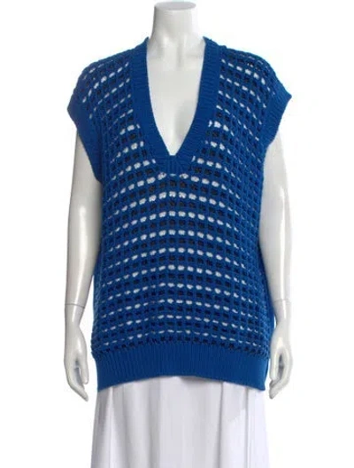 Pre-owned Sportmax V-neck Sweater In Blue