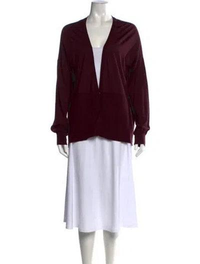 Pre-owned Sportmax V-neck Sweater In Burgundy