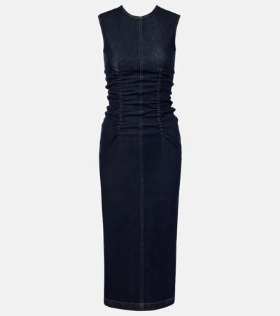 Sportmax Voto Cotton-blend Denim Midi Dress In Blue