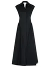 Sportmax Cotton Flared Skirt Midi Length Dress In Black