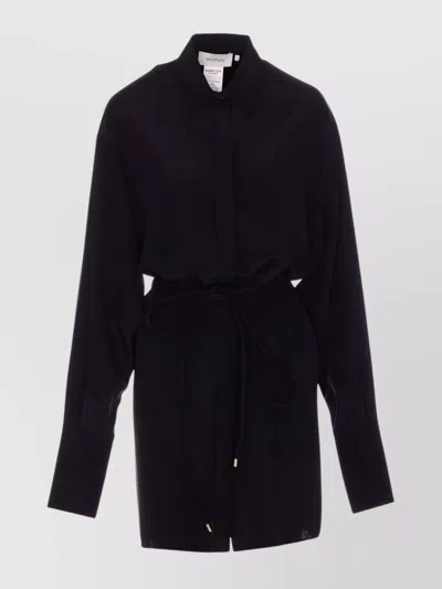 Sportmax Waist Belt Long Sleeve Dress With Tie Detail In Black