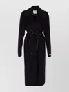 Sportmax Waist Belted Long Coat With Notched Lapels In Black