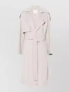 Sportmax Belted Long Coat Epaulettes In Grey