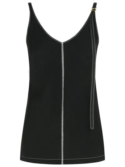 Sportmax Sleeve Detail V-neck Top With Side Slits In Black