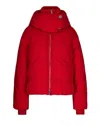 Sportmax Water-repellent Crinkled Red Puffer Jacket With Detachable Hood In Red