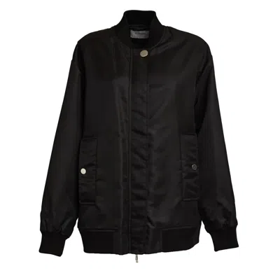 Sportmax Water-repellent Oversized Bomber Jacket With Quilted Lining In Black