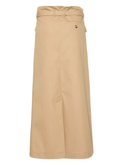 Sportmax Waterproof Gabardine Long Skirt In Brown