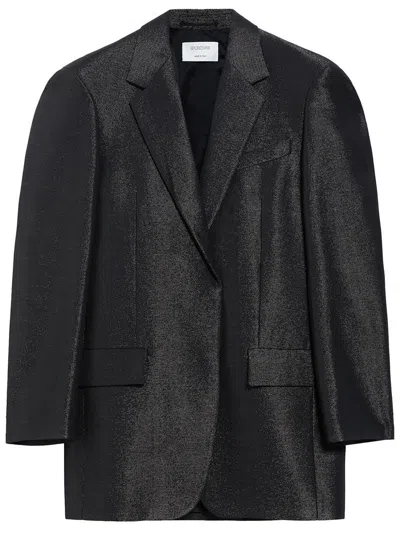 Sportmax Single-breasted Metallic-finish Blazer In Black