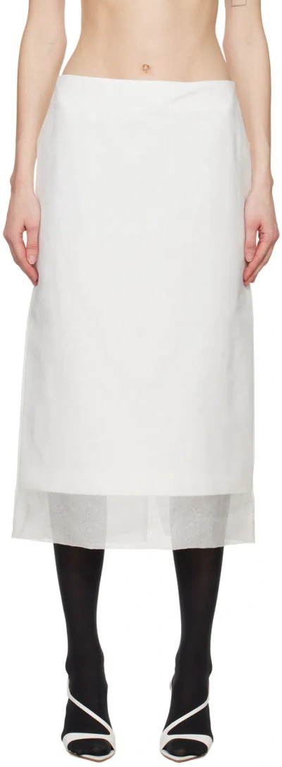 SPORTMAX WHITE ACETI MIDI SKIRT