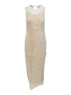 Sportmax Maxi White Dress With String Of Pearls In Crochet Woman In White
