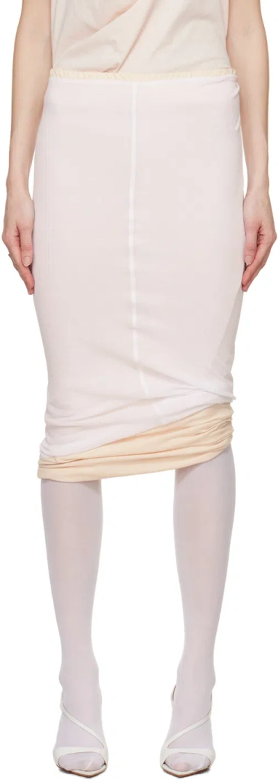 Sportmax White & Pink Fiordi Reversible Midi Skirt In 8 Antique Rose