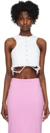 Sportmax White Button Denim Tank Top In 023 White