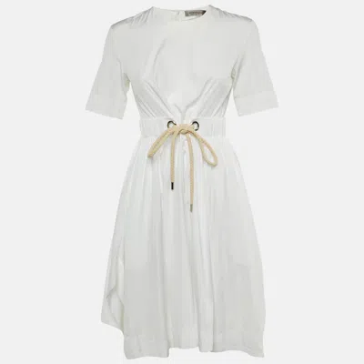 Sportmax White Cotton Belted Handkerchief Hem