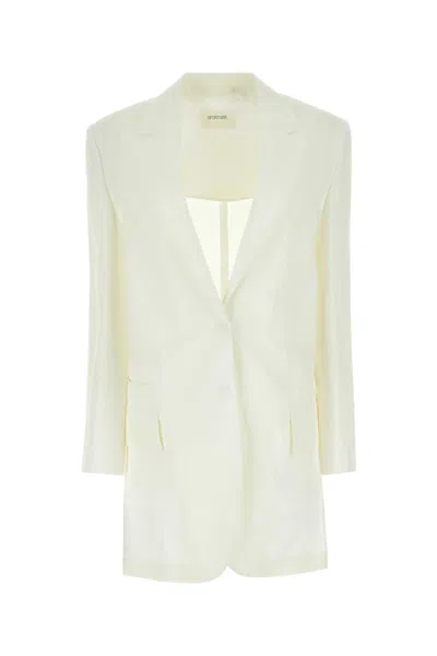 SPORTMAX WHITE COTTON BLEND EDMEA BLAZER