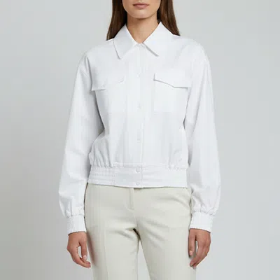 Pre-owned Sportmax White Cotton Button Up Cropped Jacket L