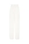 Sportmax Cotton Trousers With Pleated Design And Pockets In Biancoottico