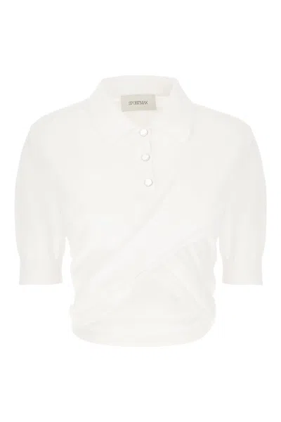 SPORTMAX WHITE COTTON POLO SHIRT