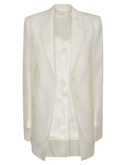 Sportmax White Double Layer Organza Overlay Jacket In Grey
