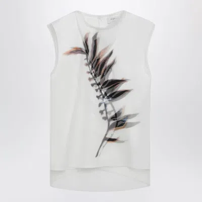 Sportmax White Double-layer Top In Satin And Tulle