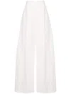 Shop Sportmax White Linen And Cotton Blend Trousers