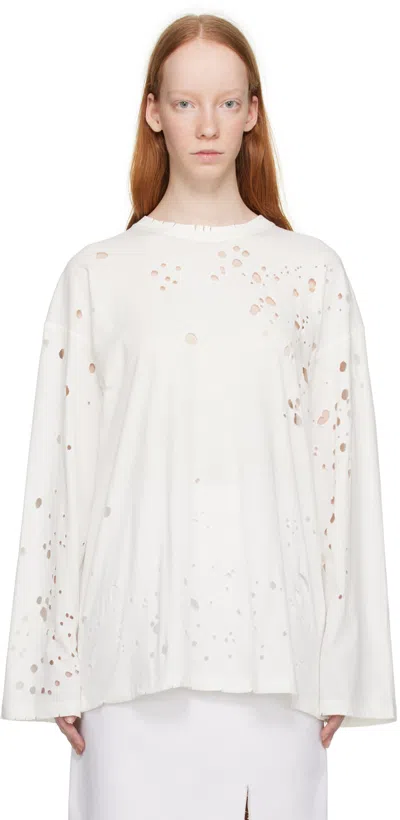 Sportmax White Nevada Long Sleeve T-shirt In 004 White