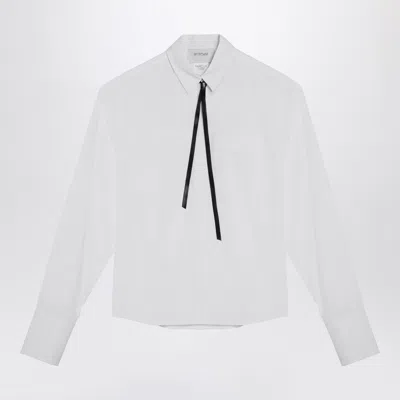 Sportmax White Popeline Gesso Shirt In Blue