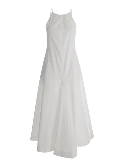 SPORTMAX WHITE POPELINE MIDI DRESS