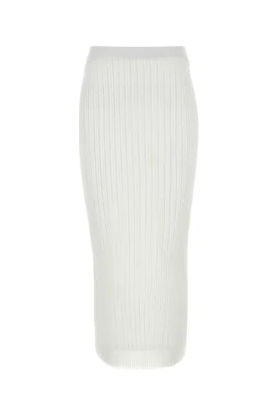 Sportmax White Ribbed-knit Midi Skirt