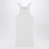 Sportmax Ribbed Crew Neck Racerback Sleeveless Top In White