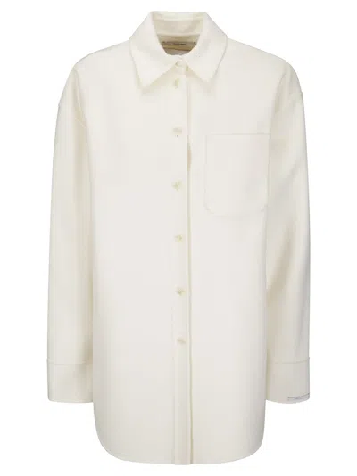 SPORTMAX WHITE SHORT COAT WITH SHIRT STYLING AND OVERSIZED FIT
