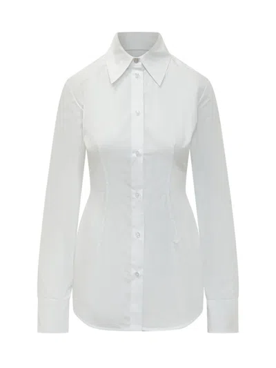 SPORTMAX WOMEN WHITE SLIM SOLID SHIRT, XXL LUXURY SHIRTS FOR WOMEN DARVEYS