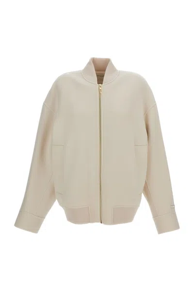 Sportmax White Solid Mock Collar Blazer In Neutral