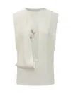 Sportmax White Solid Round Neck Top In White