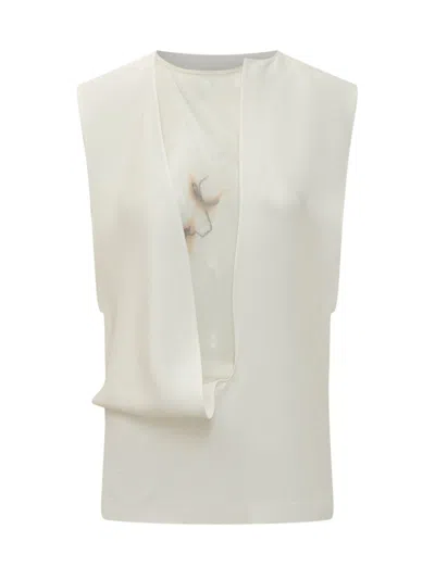 Sportmax White Solid Round Neck Top