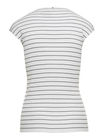Sportmax White T-shirt With Sailor Neck In Cotton Woman